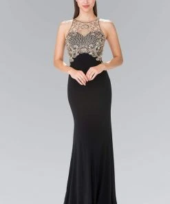 Elizabeth K - GL1303 Gilded Illusion Lattice Sheath Gown