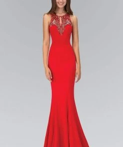 Formal Gowns Elizabeth K - GL1315 Keyhole Illusion Sheath Gown 8 Formal Gowns Elizabeth K - GL1315 Keyhole Illusion Sheath Gown