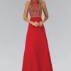 Elizabeth K - GL1329 Gilt Beaded Illusion A-Line Gown