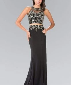 Formal Gowns Elizabeth K - GL1338 Two-Piece Florid Illusion Sheath Gown 11 Formal Gowns Elizabeth K - GL1338 Two-Piece Florid Illusion Sheath Gown