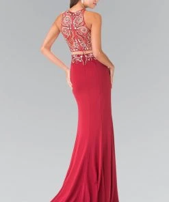 Formal Gowns Elizabeth K - GL1338 Two-Piece Florid Illusion Sheath Gown 10 Formal Gowns Elizabeth K - GL1338 Two-Piece Florid Illusion Sheath Gown