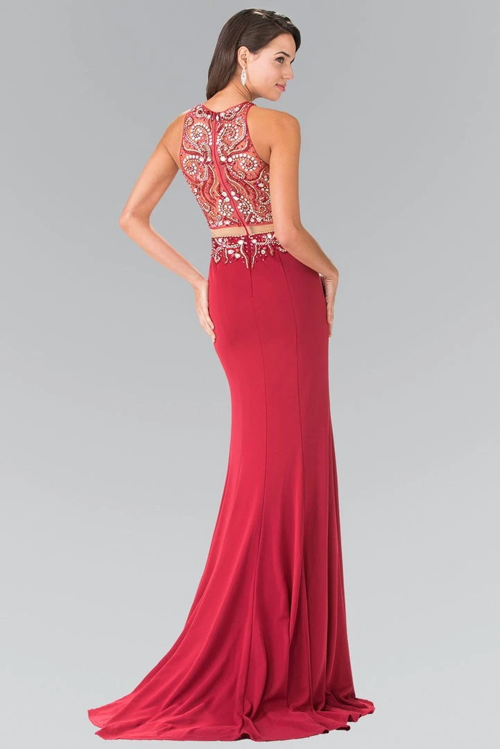 Formal Gowns Elizabeth K - GL1338 Two-Piece Florid Illusion Sheath Gown 6 Formal Gowns Elizabeth K - GL1338 Two-Piece Florid Illusion Sheath Gown