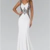 Elizabeth K - GL1347 Beaded Lace Applique Sweetheart Jersey Gown Formal Gowns