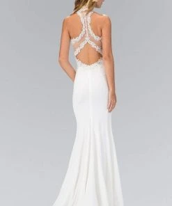 Elizabeth K - GL1356 Lace Illusion Cutout Sheath Gown 9 Elizabeth K - GL1356 Lace Illusion Cutout Sheath Gown