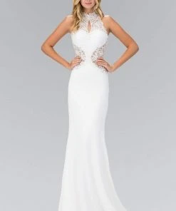 Elizabeth K - GL1356 Lace Illusion Cutout Sheath Gown 8 Elizabeth K - GL1356 Lace Illusion Cutout Sheath Gown