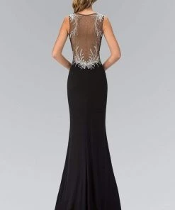 Elizabeth K - GL1358 Jewel-Accented V-Neck Gown