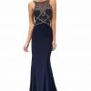 Formal Gowns Elizabeth K - GL1360 Jewel Embellished Spaghetti Strap Jersey Gown