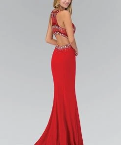 Elizabeth K - GL1361 Jewel-Accented Halter Neck Gown Formal Gowns 6 Elizabeth K - GL1361 Jewel-Accented Halter Neck Gown Formal Gowns