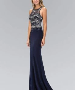 Elizabeth K - GL1361 Jewel-Accented Halter Neck Gown Formal Gowns 7 Elizabeth K - GL1361 Jewel-Accented Halter Neck Gown Formal Gowns