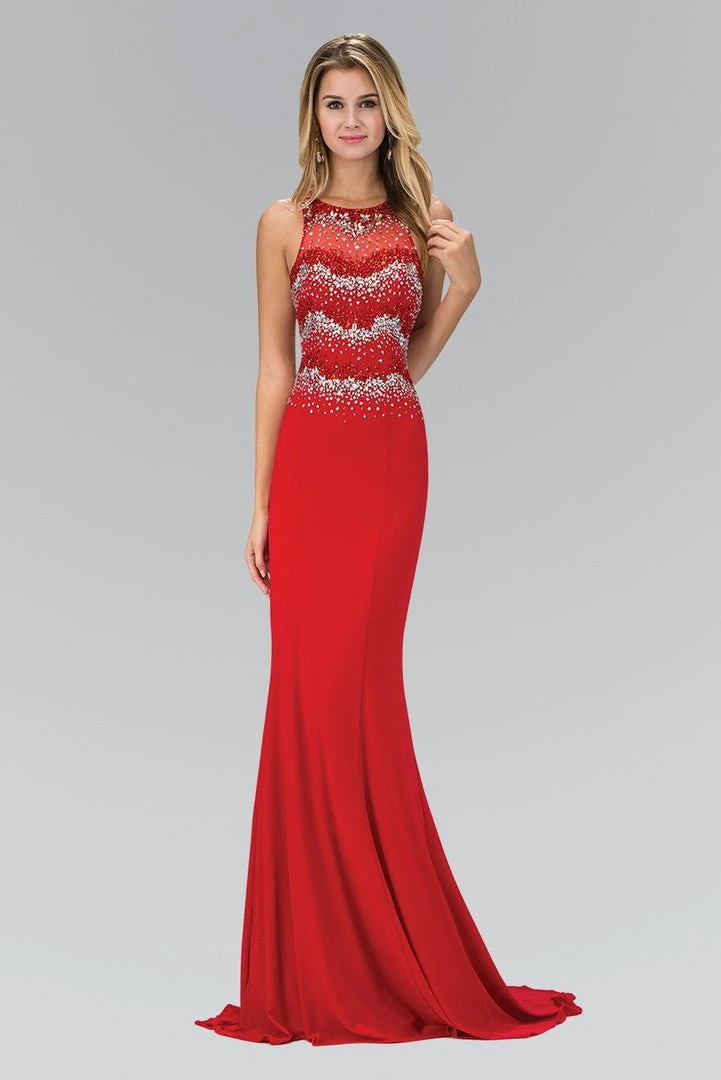 Elizabeth K - GL1361 Jewel-Accented Halter Neck Gown Formal Gowns 3 Elizabeth K - GL1361 Jewel-Accented Halter Neck Gown Formal Gowns