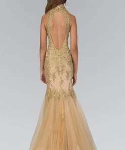 Elizabeth K - GL1365 Embellished High Neck Mermaid Gown Formal Gowns