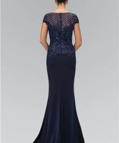 Elizabeth K - GL1369 Cap Sleeve Bead And Sequin Embellished Gown Formal Gowns 5 Elizabeth K - GL1369 Cap Sleeve Bead And Sequin Embellished Gown Formal Gowns