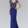 Elizabeth K - GL1370 Short Sleeve V-Neck Jersey Gown 1 Elizabeth K - GL1370 Short Sleeve V-Neck Jersey Gown