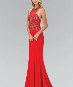 Elizabeth K - GL1373 Jewel-Accented Halter Neck Jersey Gown 7 Elizabeth K - GL1373 Jewel-Accented Halter Neck Jersey Gown