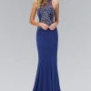 Elizabeth K - GL1373 Jewel-Accented Halter Neck Jersey Gown 1 Elizabeth K - GL1373 Jewel-Accented Halter Neck Jersey Gown