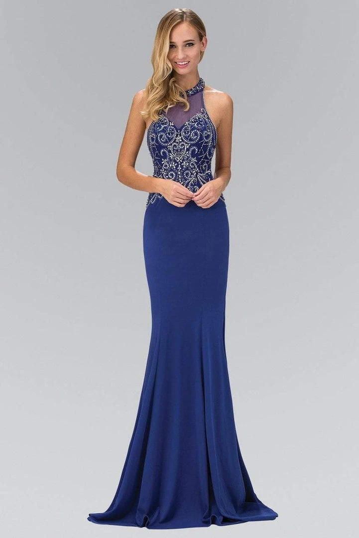 Elizabeth K - GL1373 Jewel-Accented Halter Neck Jersey Gown 3 Elizabeth K - GL1373 Jewel-Accented Halter Neck Jersey Gown