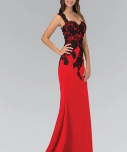 Formal Gowns Elizabeth K - GL1379 Laced Sweetheart Jersey Gown