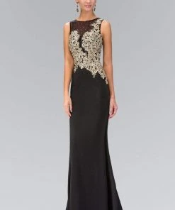 Elizabeth K - GL1381 Embellished Jewel Neck Jersey Gown 7 Elizabeth K - GL1381 Embellished Jewel Neck Jersey Gown