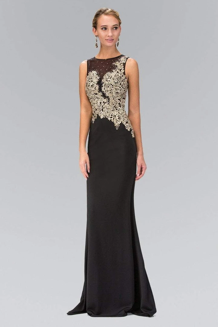 Elizabeth K - GL1381 Embellished Jewel Neck Jersey Gown 5 Elizabeth K - GL1381 Embellished Jewel Neck Jersey Gown
