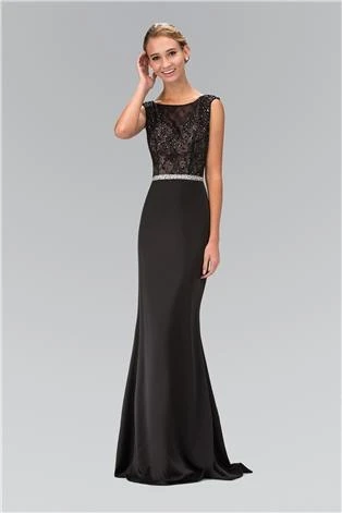 Elizabeth K - GL1388 Embellished Bateau Neckline Open Back Gown Formal Gowns 3 Elizabeth K - GL1388 Embellished Bateau Neckline Open Back Gown Formal Gowns