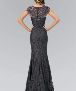 Formal Gowns Elizabeth K - GL1394 Ornate Yoke Lace Illusion Sheath Gown 9 Formal Gowns Elizabeth K - GL1394 Ornate Yoke Lace Illusion Sheath Gown