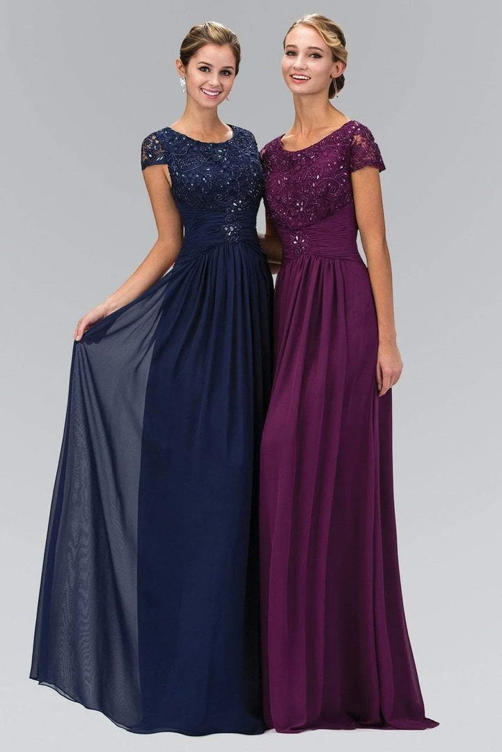 Elizabeth K - GL1398 Embellished Cap Sleeve Scoop Neck Dress Formal Gowns 4 Elizabeth K - GL1398 Embellished Cap Sleeve Scoop Neck Dress Formal Gowns