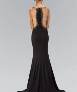 Elizabeth K - GL1399 Bead Embellished Scoop Neck Gown Formal Gowns 6 Elizabeth K - GL1399 Bead Embellished Scoop Neck Gown Formal Gowns