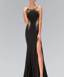 Elizabeth K - GL1399 Bead Embellished Scoop Neck Gown Formal Gowns