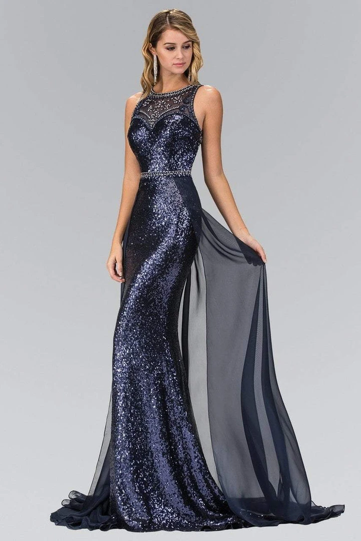 Formal Gowns Elizabeth K - GL1400 Sequined Illusion Jewel Neck A-Line Gown 5 Formal Gowns Elizabeth K - GL1400 Sequined Illusion Jewel Neck A-Line Gown