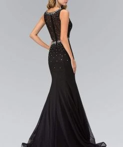 Elizabeth K - GL1401 Scoop Neckline Rhinestone Embellished Gown Formal Gowns 5 Elizabeth K - GL1401 Scoop Neckline Rhinestone Embellished Gown Formal Gowns