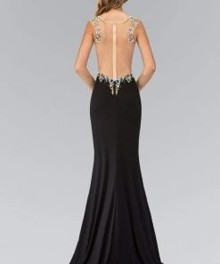 Elizabeth K - GL1402 Illusion Scoop Neckline With Sheer Back Jersey Gown 5 Elizabeth K - GL1402 Illusion Scoop Neckline With Sheer Back Jersey Gown