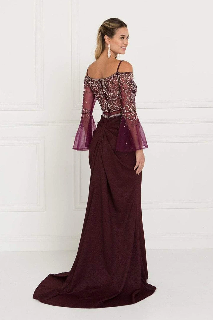 Elizabeth K - GL1500 Two Piece Sheer Dress With Bell Sleeves 4 Elizabeth K - GL1500 Two Piece Sheer Dress With Bell Sleeves