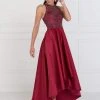 Elizabeth K - GL1501 Jewel Embellished Mikado High Low Dress 1 Elizabeth K - GL1501 Jewel Embellished Mikado High Low Dress