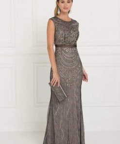 Formal Gowns Elizabeth K - GL1503 Sheer Lace Embellished Evening Gown