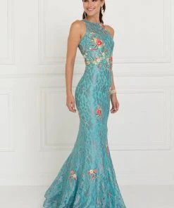 Formal Gowns Elizabeth K - GL1504 Floral Lace Fitted Mermaid Dress