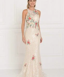 Formal Gowns Elizabeth K - GL1504 Floral Lace Fitted Mermaid Dress