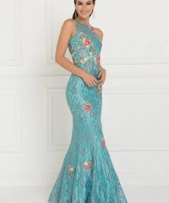Formal Gowns Elizabeth K - GL1504 Floral Lace Fitted Mermaid Dress