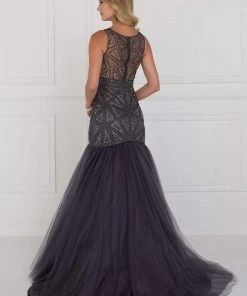 Formal Gowns Elizabeth K - GL1510 Sleeveless Fitted Tulle Trumpet Gown