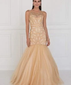 Formal Gowns Elizabeth K - GL1510 Sleeveless Fitted Tulle Trumpet Gown 10 Formal Gowns Elizabeth K - GL1510 Sleeveless Fitted Tulle Trumpet Gown