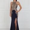 Elizabeth K - GL1519 Jeweled Gilt Lace High Halter Gown Formal Gowns 2 Elizabeth K - GL1519 Jeweled Gilt Lace High Halter Gown Formal Gowns