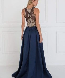 Elizabeth K - GL1520 Gilded Illusion Halter A-line Dress Formal Gowns