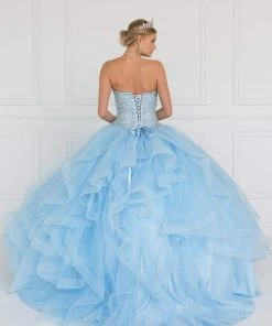 Formal Gowns Elizabeth K - GL1551 Jeweled Sweetheart Ruffled Ballgown With Bolero