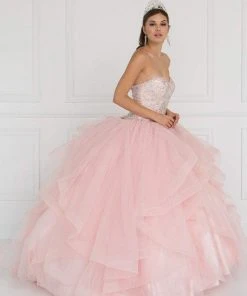 Formal Gowns Elizabeth K - GL1551 Jeweled Sweetheart Ruffled Ballgown With Bolero