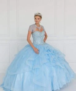 Formal Gowns Elizabeth K - GL1551 Jeweled Sweetheart Ruffled Ballgown With Bolero