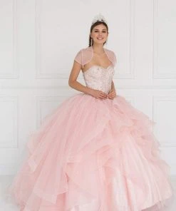 Formal Gowns Elizabeth K - GL1551 Jeweled Sweetheart Ruffled Ballgown With Bolero