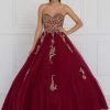 Elizabeth K - GL1560 Strapless Beaded Sweetheart Tulle Ballgown Formal Gowns
