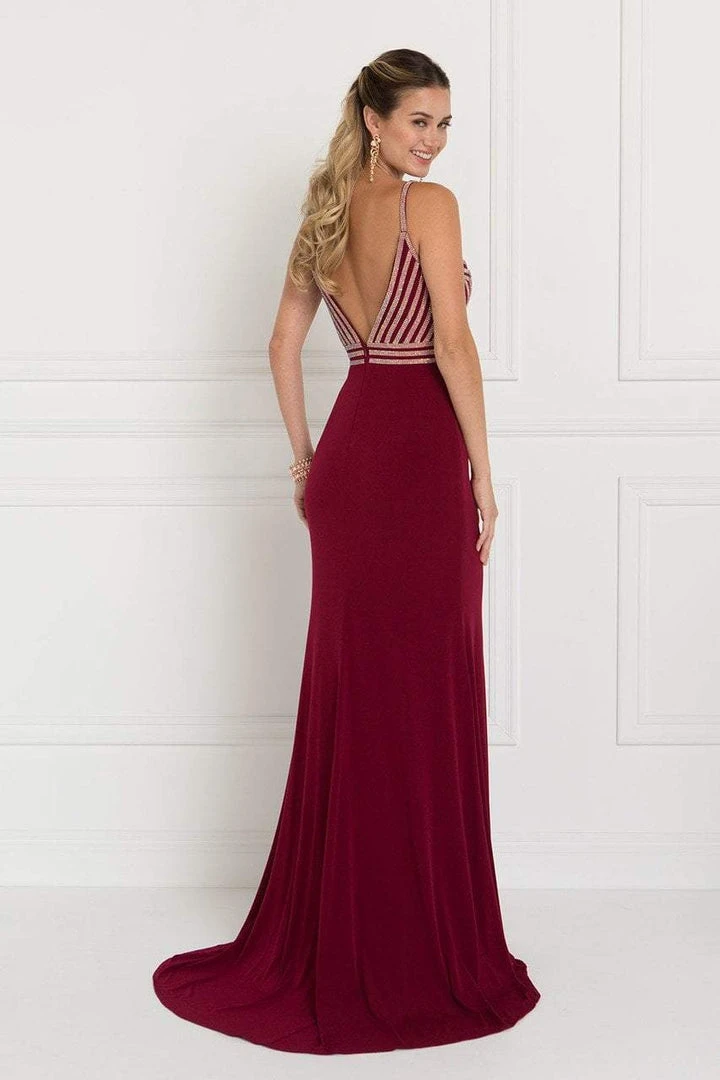 Elizabeth K - GL1562 Beaded V-neck Jersey Sheath Dress 4 Elizabeth K - GL1562 Beaded V-neck Jersey Sheath Dress