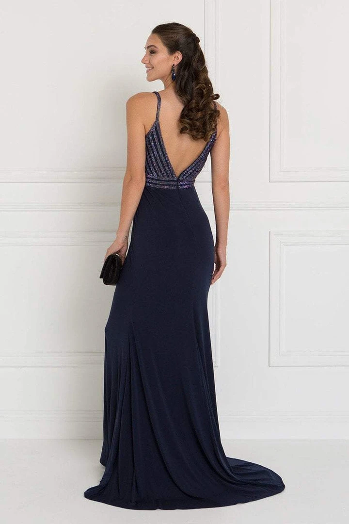 Elizabeth K - GL1562 Beaded V-neck Jersey Sheath Dress 7 Elizabeth K - GL1562 Beaded V-neck Jersey Sheath Dress