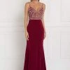 Elizabeth K - GL1562 Beaded V-neck Jersey Sheath Dress 1 Elizabeth K - GL1562 Beaded V-neck Jersey Sheath Dress