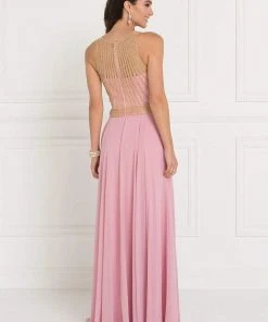 Formal Gowns Elizabeth K - GL1563 Gilded Illusion Halter Chiffon A-line Dress 9 Formal Gowns Elizabeth K - GL1563 Gilded Illusion Halter Chiffon A-line Dress